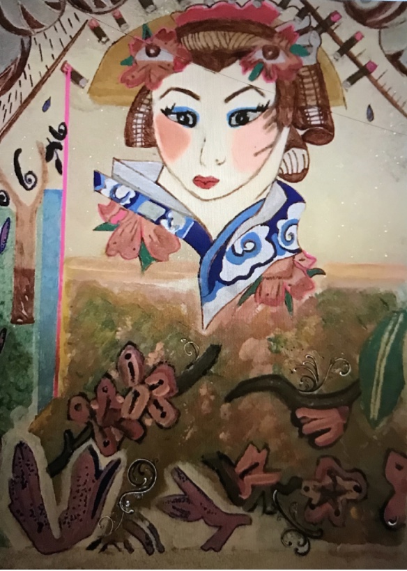 Artist : Tracie Sperling, artwork: Japanese Geisha Girl, Merit Award, April edition.